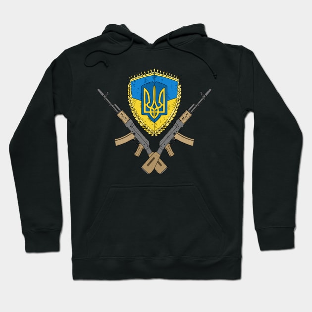 Ukrainian flag with AK47 rifles. Hoodie by JJadx